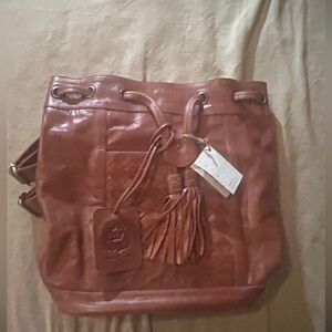 Elf Made By Hand (Camel) Brown Leather Convertible Backpack / Bag